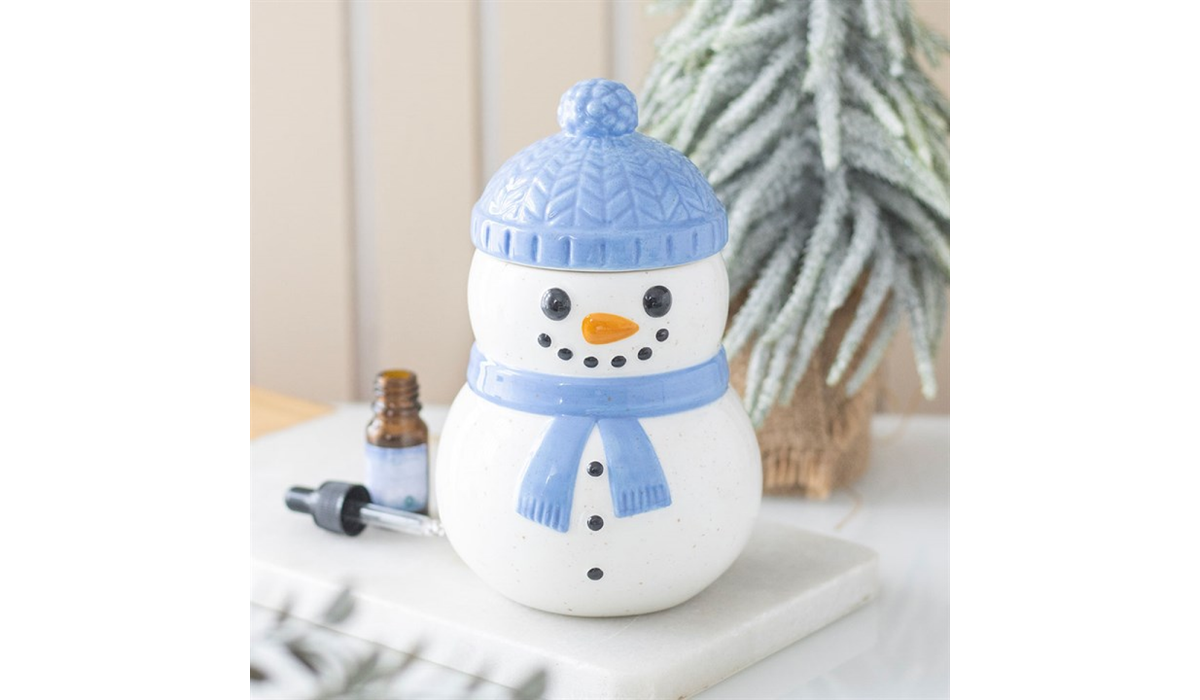 Snowman Oil Burner | Christmas Wax Melt Burner | Winter Ceramic Oil Warmer