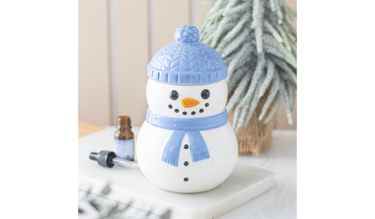 Snowman Oil Burner | Christmas Wax Melt Burner | Winter Ceramic Oil Warmer