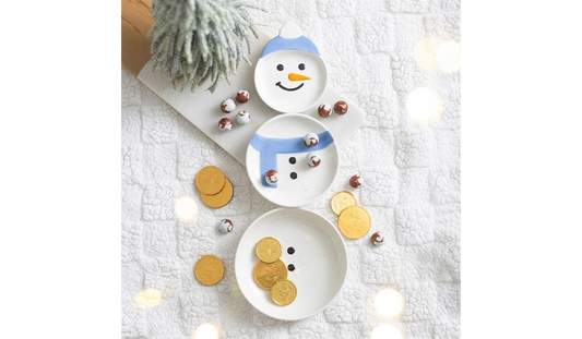 Snowman Snack Bowl Set | Festive Christmas Serving Bowls | Set of 3 Ceramic Dishes