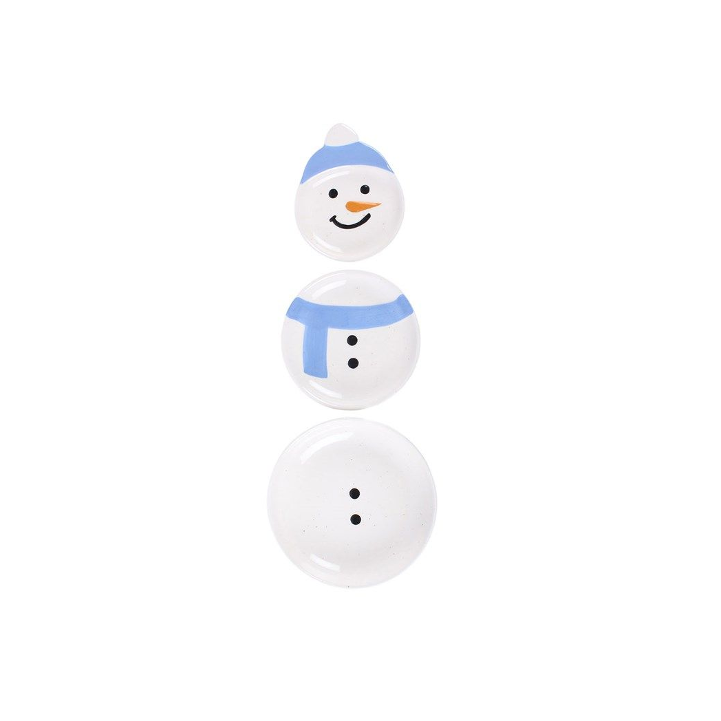 Snowman Snack Bowl Set | Festive Christmas Serving Bowls | Set of 3 Ceramic Dishes