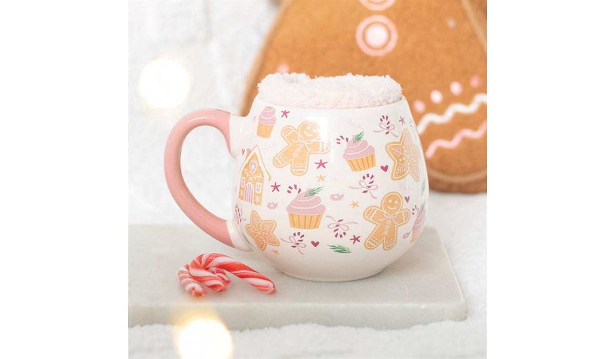 Gingerbread & Cupcake Christmas Mug | Festive Ceramic Mug | Holiday Hot Chocolate Cup
