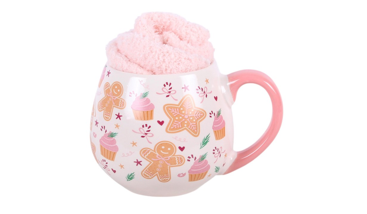 Gingerbread & Cupcake Christmas Mug | Festive Ceramic Mug | Holiday Hot Chocolate Cup