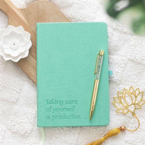 Taking Care of Yourself Journal & Crystal Pen Set – Wellness & Self Care Notebook